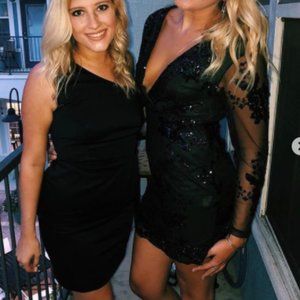 Black Sequin formal mini dress